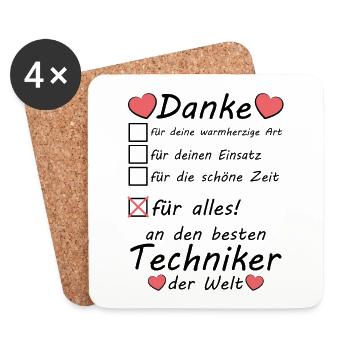Beste Techniker Danke sagen zum Abschied Rente - Untersetzer (4er-Set) - Weiß - Vorne