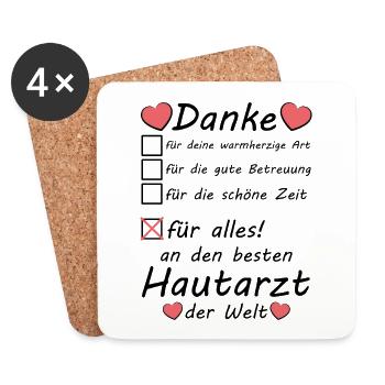 Beste Hautarzt Danke sagen Dankeschön Abschied - Untersetzer (4er-Set) - Weiß - Vorne