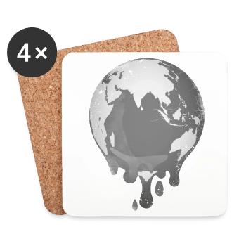 La planète Terre fond à cause du changement climatique - Dessous de verre (lot de 4) - blanc - Devant