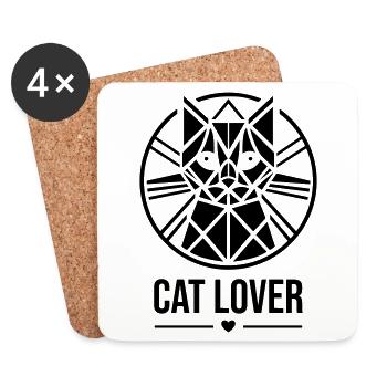 Catlover Cat Lover Design - Dessous de verre (lot de 4) - blanc - Devant