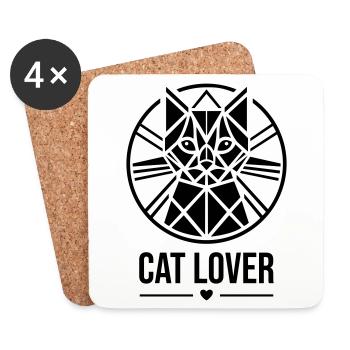 Catlover Katzenliebhaber - Untersetzer (4er-Set) - Weiß - Vorne