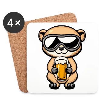 Bière après-ski Meerkat - Dessous de verre (lot de 4) - blanc - Devant