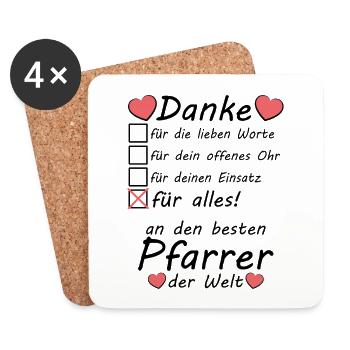 Danke Dankeschön an Pfarrer für Kommunion - Untersetzer (4er-Set) - Weiß - Vorne