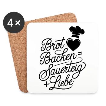 Brot Backen mit Sauerteig und Liebe - Untersetzer (4er-Set) - Weiß - Vorne