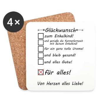 Uroma Glückwunsch zum Enkel Enkelin Enkelkind - Untersetzer (4er-Set) - Weiß - Vorne