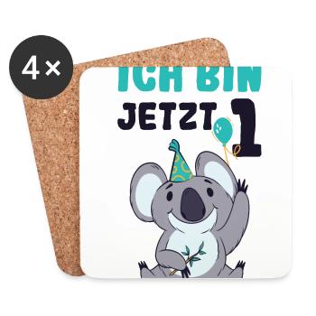 Geburtstag Ich Bin Jetzt 1 Koala Geburtstagsparty - Untersetzer (4er-Set) - Weiß - Vorne