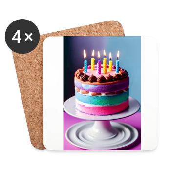 Bon anniversaire - Dessous de verre (lot de 4) - blanc - Devant