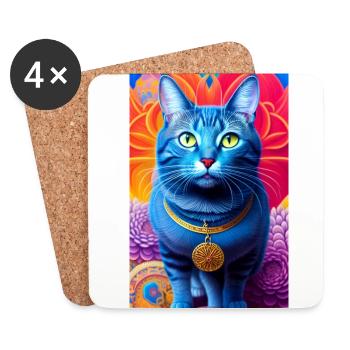 Lovely domestic short haired cat - Coasters (set of 4) - white - Front
