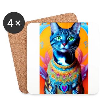 Gorgeus domestic short haired cat - Coasters (set of 4) - white - Front