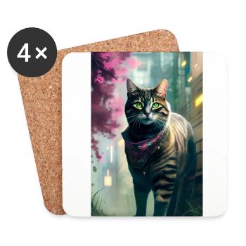 Domestic short haired cat life - Coasters (set of 4) - white - Front