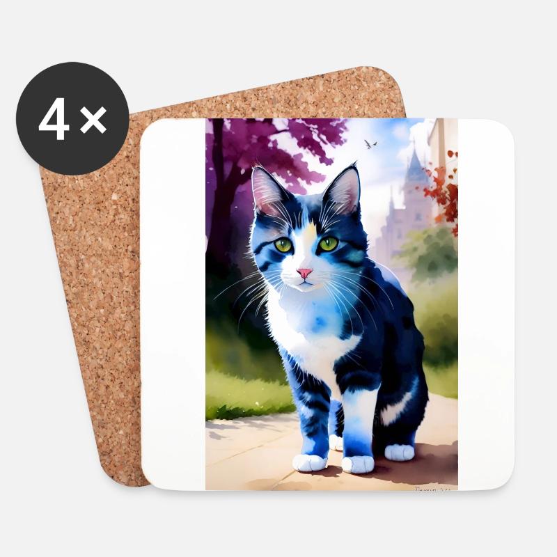 Häusliche kurzhaarige Katze sieht dich an - Untersetzer (4er-Set) - Weiß