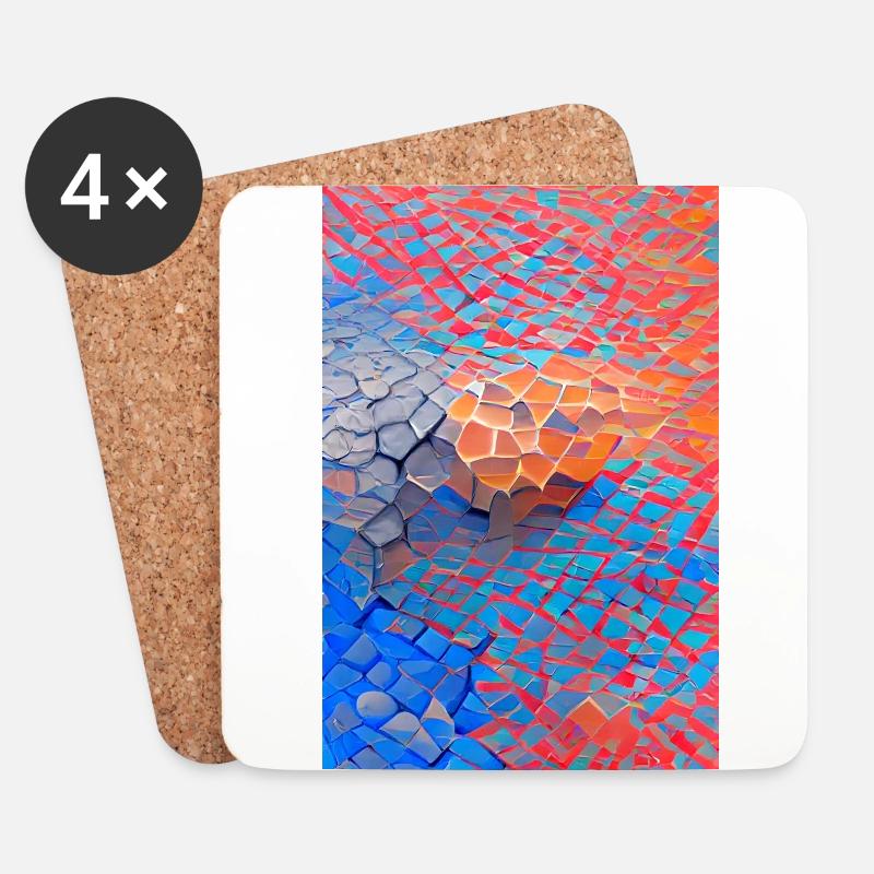 Lebendiges 3D-Muster mit bunten ziegelartigen Blöcken - Untersetzer (4er-Set) - Weiß