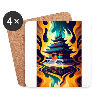 Temple reflection - Coasters (set of 4) - white - Front