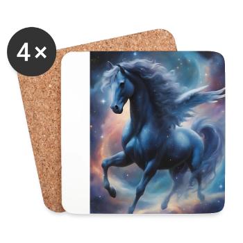 Pegasos (Pegasus) in Space - Weltenwanderer - Coasters (set of 4) - white - Front