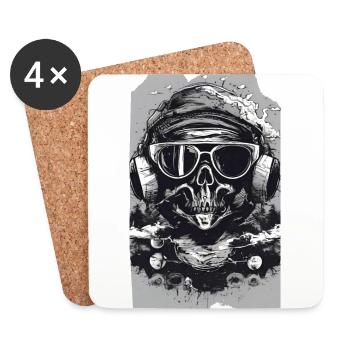 SkullGroove Beats 2 - Casque Morts-Vivants Métal - Dessous de verre (lot de 4) - blanc - Devant