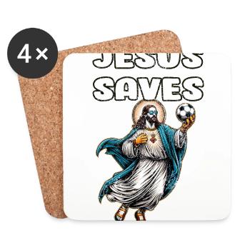 Jesus Fußball Geschenk Lustiger Fußball Gott Jesus Zitat - Untersetzer (4er-Set) - Weiß - Vorne