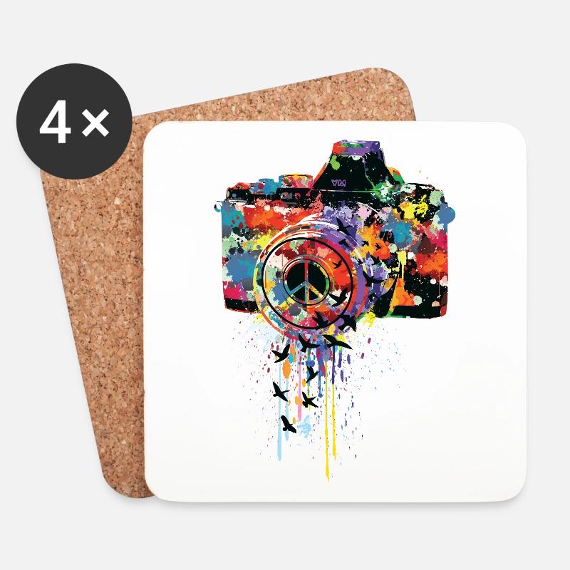 splattered camera - Untersetzer (4er-Set) - Weiß