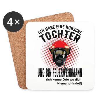 Vater Feuerwehrmann Und Tochter - Untersetzer (4er-Set) - Weiß - Vorne