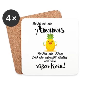 Fröhliche Ananas für sonnige Vibes im Alltag - Untersetzer (4er-Set) - Weiß - Vorne