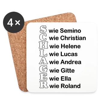 Schlager Party , Schlager Musik , Schlager wie - Untersetzer (4er-Set) - Weiß - Vorne