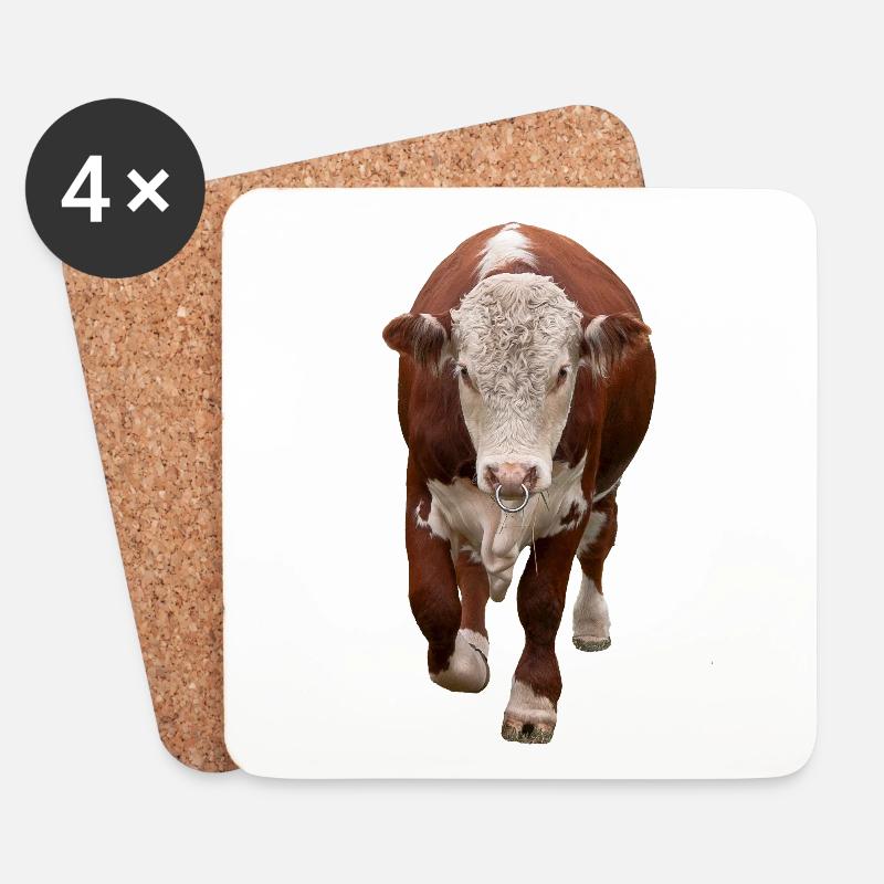 Stier - Untersetzer (4er-Set) - Weiß