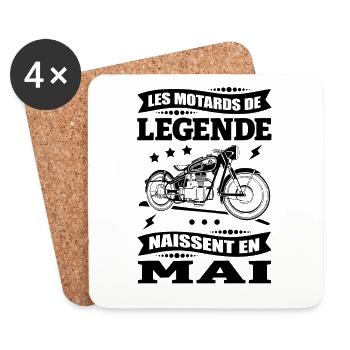 ANNIVERSAIRE MOTARD DE MAI - Dessous de verre (lot de 4) - blanc - Devant