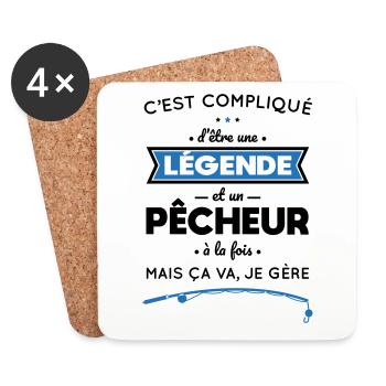 Compliqué d'être une légende et un pêcheur - Dessous de verre (lot de 4) - blanc - Devant