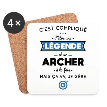 Compliqué d'être une légende et un archer - Dessous de verre (lot de 4) - blanc - Devant