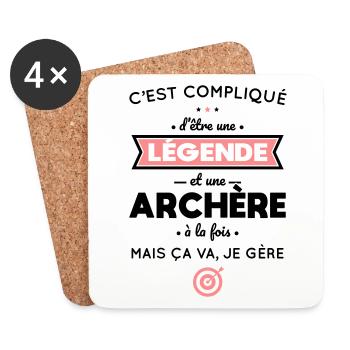 Compliqué d'être une légende et une archère - Dessous de verre (lot de 4) - blanc - Devant
