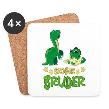 Großer Bruder Dino Dinosaurier - Untersetzer (4er-Set) - Weiß - Vorne