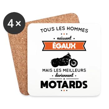 Hommes naissent égaux meilleurs deviennent motards - Dessous de verre (lot de 4) - blanc - Devant
