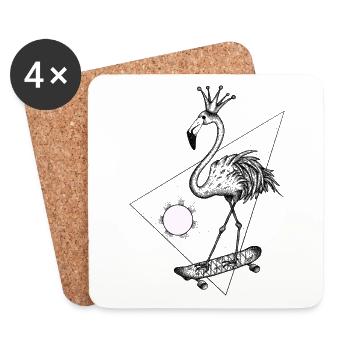 Flamingo Pink Skate Crazy SVENPAINT - Coasters (set of 4) - white - Front