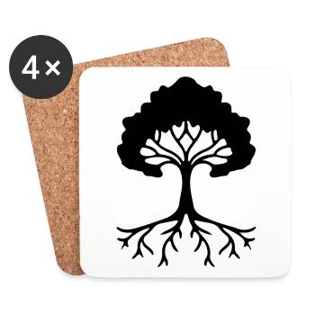 Tree rooted with roots Tree of Life - Coasters (set of 4) - white - Front