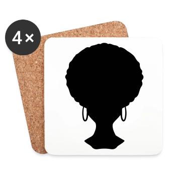 Afro Look Frisur - Untersetzer (4er-Set) - Weiß - Vorne