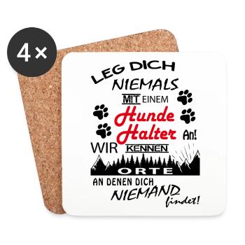 Leg Dich niemals mit einem Hundehalter an - Untersetzer (4er-Set) - Weiß - Vorne