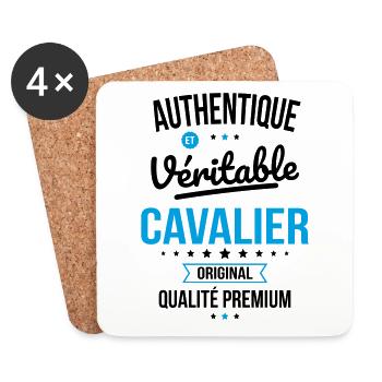 Authentique et véritable cavalier - Original - Dessous de verre (lot de 4) - blanc - Devant