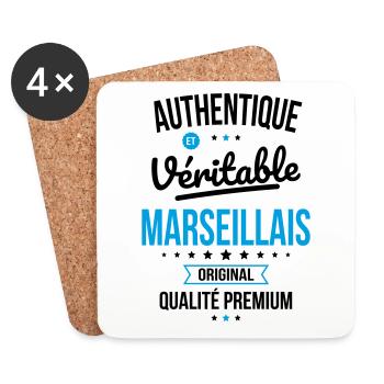 Authentique et véritable Marseillais - Original - Dessous de verre (lot de 4) - blanc - Devant