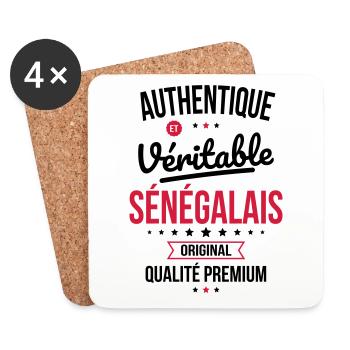 Authentique et véritable Sénégalais - Original - Dessous de verre (lot de 4) - blanc - Devant