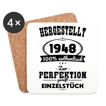 75. Geburtstag - Hergestellt 1948 Einzelstück - Untersetzer (4er-Set) - Weiß - Vorne