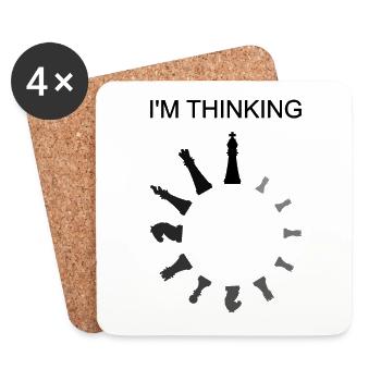I'm thinking, Chess pieces - Coasters (set of 4) - white - Front