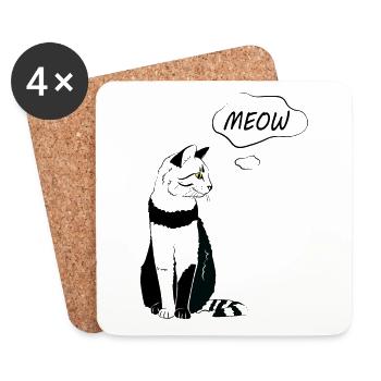 Miaou de chat mignon - Dessous de verre (lot de 4) - blanc - Devant