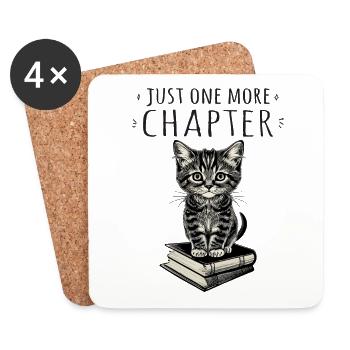 Just one more chapter Bookworm Cat - Coasters (set of 4) - white - Front