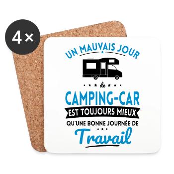 Mauvais jour camping-car mieux que journée travail - Dessous de verre (lot de 4) - blanc - Devant