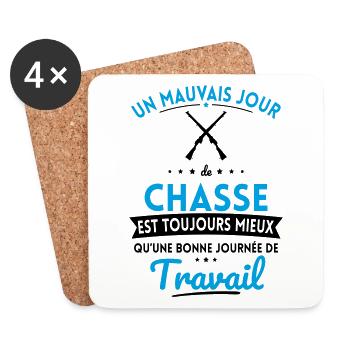 Mauvais jour de chasse mieux que journée travail - Dessous de verre (lot de 4) - blanc - Devant