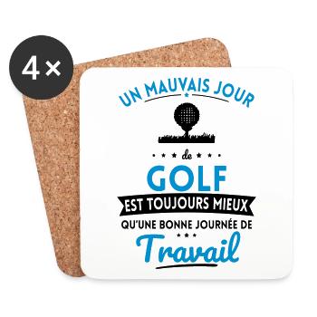 Mauvais jour de golf mieux que journée travail - Dessous de verre (lot de 4) - blanc - Devant