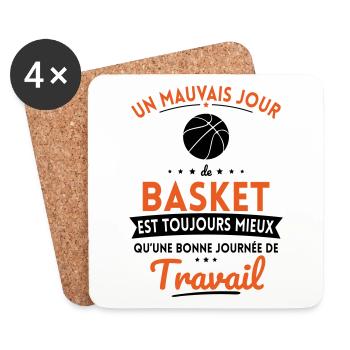 Mauvais jour de basket mieux que journée travail - Dessous de verre (lot de 4) - blanc - Devant