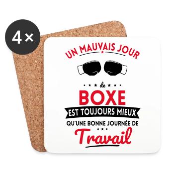 Mauvais jour de boxe mieux que journée travail - Dessous de verre (lot de 4) - blanc - Devant