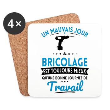 Mauvais jour bricolage mieux que journée travail - Dessous de verre (lot de 4) - blanc - Devant