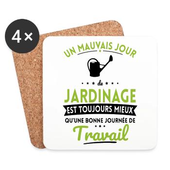 Mauvais jour jardinage mieux que journée travail - Dessous de verre (lot de 4) - blanc - Devant
