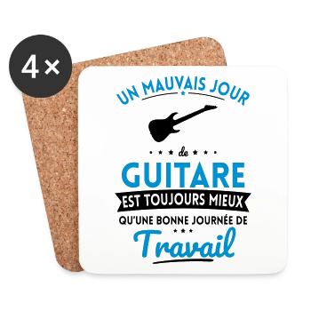 Mauvais jour de guitare mieux que journée travail - Dessous de verre (lot de 4) - blanc - Devant